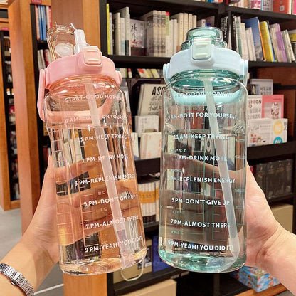 2 Liters Motivational Water Bottle With Straw 