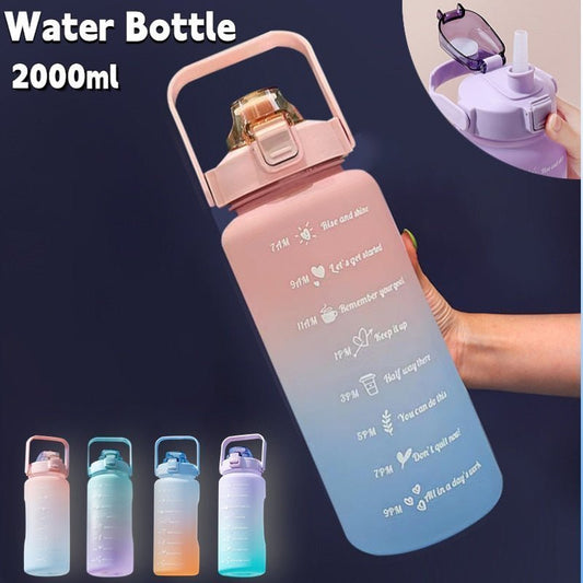 2 Liters Motivational Water Bottle With Straw 