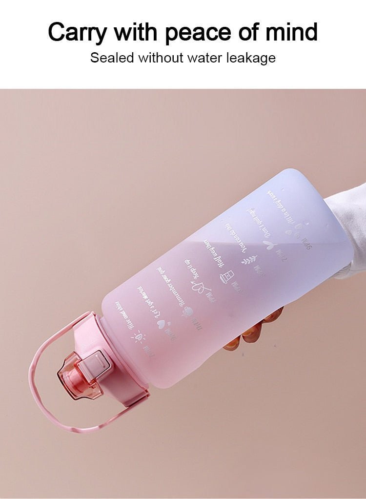 2 Liters Motivational Water Bottle With Straw 