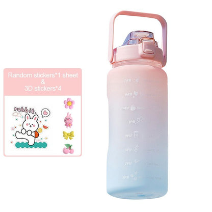 2 Liters Motivational Water Bottle With Straw 