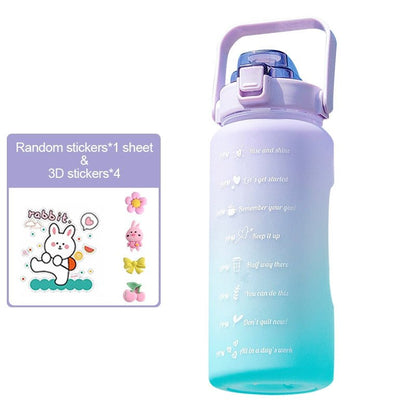 2 Liters Motivational Water Bottle With Straw 