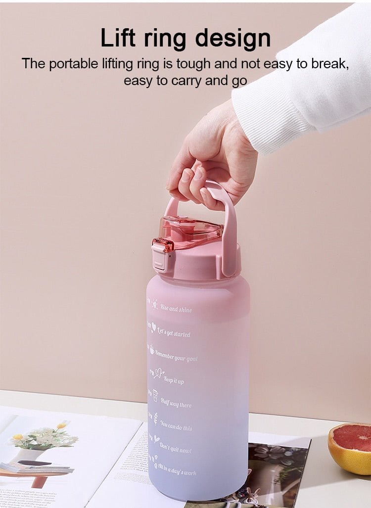 2 Liters Motivational Water Bottle With Straw 