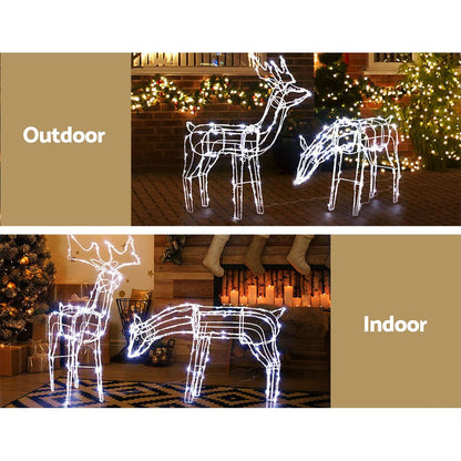 2 PCS Christmas Lights Reindeers 200 LED Decorations Jingle Jollys - casaculinary