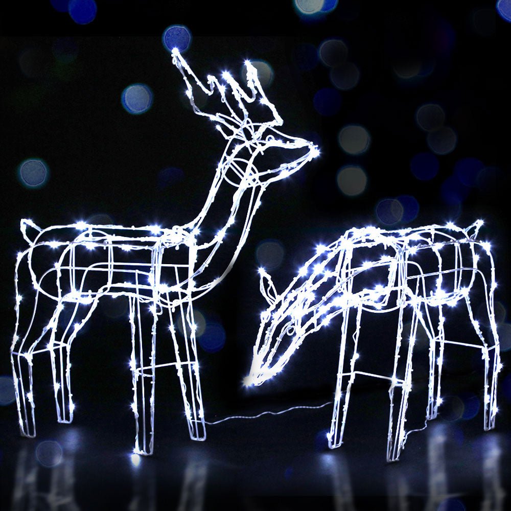 2 PCS Christmas Lights Reindeers 200 LED Decorations Jingle Jollys - casaculinary