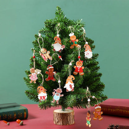 (2 set)Christmas Gingerbread Ornaments Set - Festive Wooden Decorations for Tree, Set of 12 - casaculinary