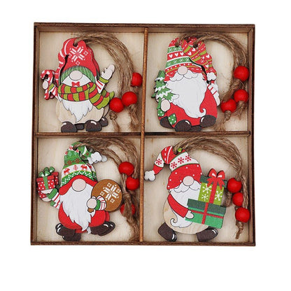 (2 set)Christmas Gnome Ornaments Set - Festive Wooden Decorations for Tree, Set of 12 - casaculinary