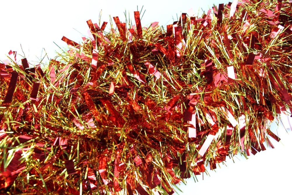 20 X Christmas Tinsel Thick 2 - Tone Xmas Garland Tree Decorations - Red/Gold - casaculinary