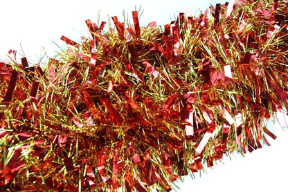 20 X Christmas Tinsel Thick 2 - Tone Xmas Garland Tree Decorations - Red/Gold - casaculinary