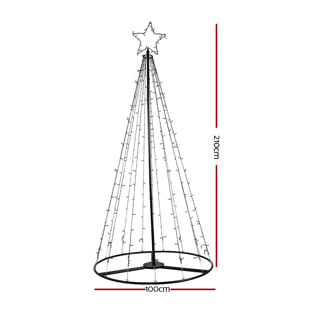 2.1M Christmas Tree LED Solar Warm Jingle Jollys - casaculinary