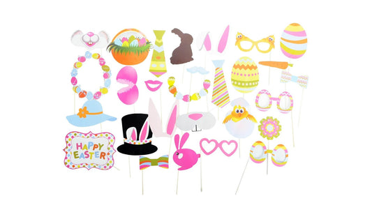 28pcs Easter Photo Booth Props Party Selfie Costume Rabbit Egg Bunny - casaculinary