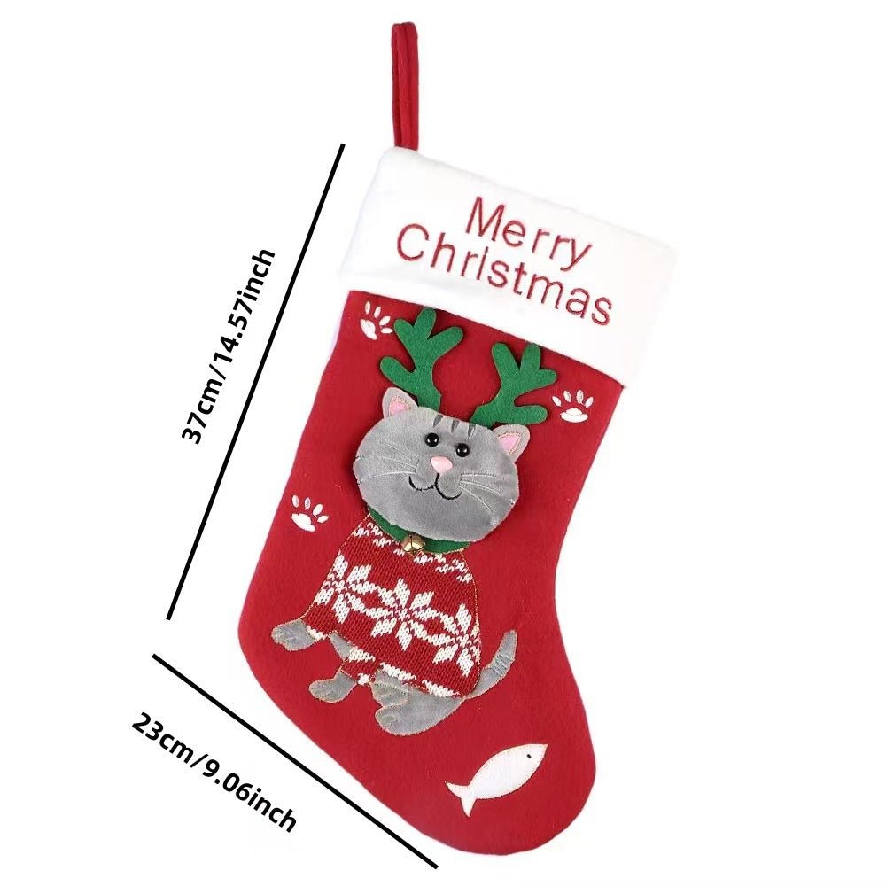 2pcs cute cat christmas stockings cartoon christmas socks gift bag christmas decoration socks christmas tree pendant 