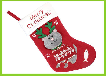 2pcs cute cat christmas stockings cartoon christmas socks gift bag christmas decoration socks christmas tree pendant 