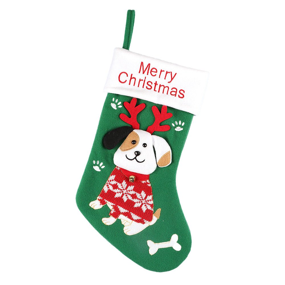 2pcs cute dog christmas stockings cartoon christmas socks gift bag christmas decoration socks christmas tree pendant 