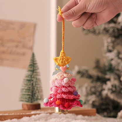 2PCS Red Handmade - Style Crochet Christmas Tree Ornament - Festive Plush Hanging Decor for Home & Car - casaculinary