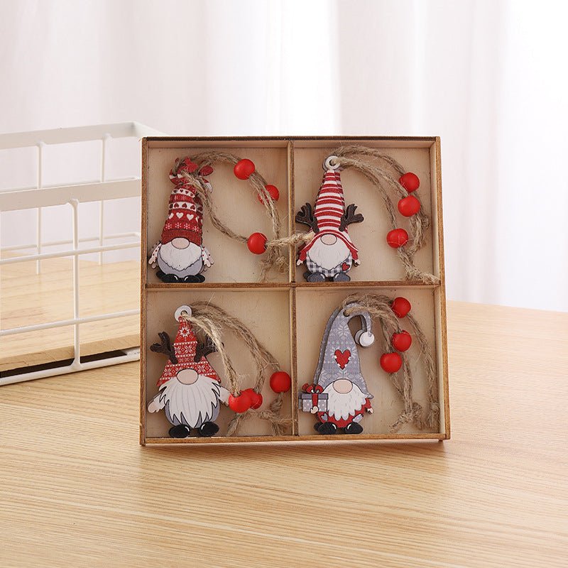 3 boxe style a set New Christmas Decorations, Small Wooden Pendants, Christmas Tree Decorations, 12 Wooden Box Packaging Pendants 