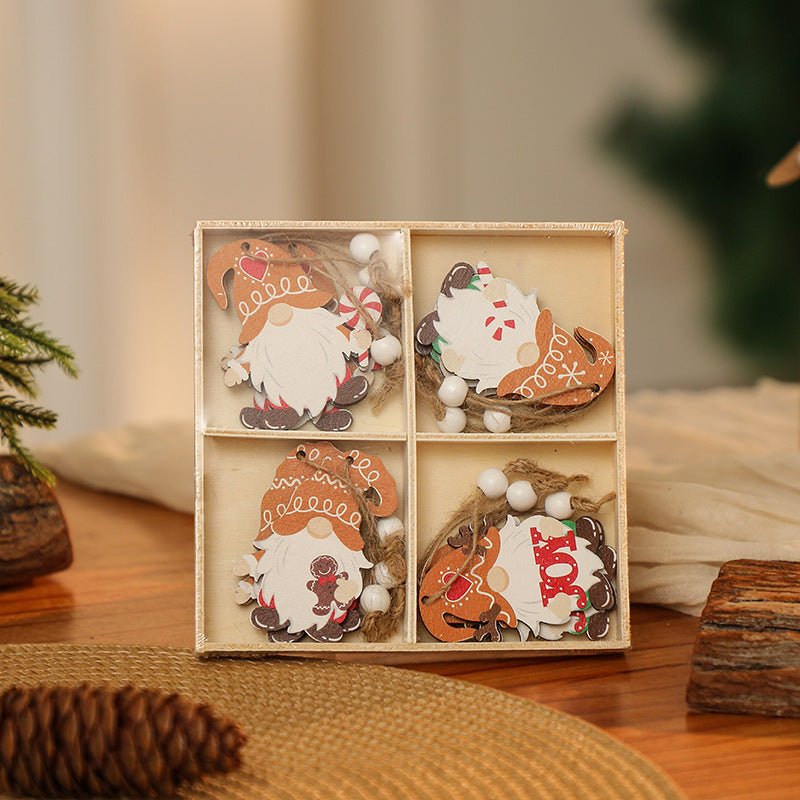 3 boxe style a set New Christmas Decorations, Small Wooden Pendants, Christmas Tree Decorations, 12 Wooden Box Packaging Pendants - casaculinary