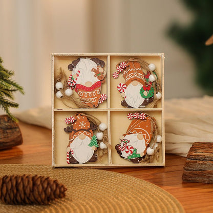 3 boxe style a set New Christmas Decorations, Small Wooden Pendants, Christmas Tree Decorations, 12 Wooden Box Packaging Pendants - casaculinary