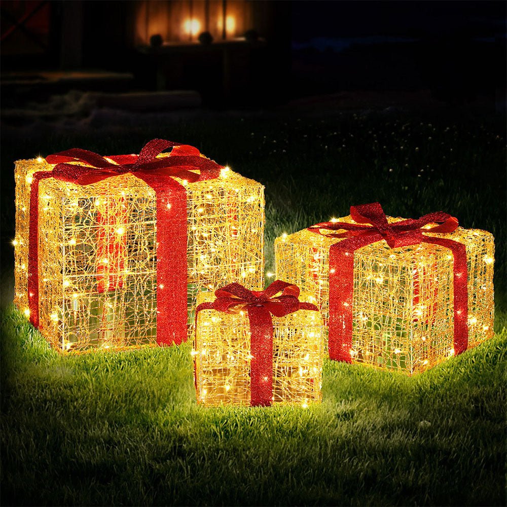 3 PCS Christmas Lights 240 LED Fairy Light Gift Box Decorations Jingle Jollys - casaculinary