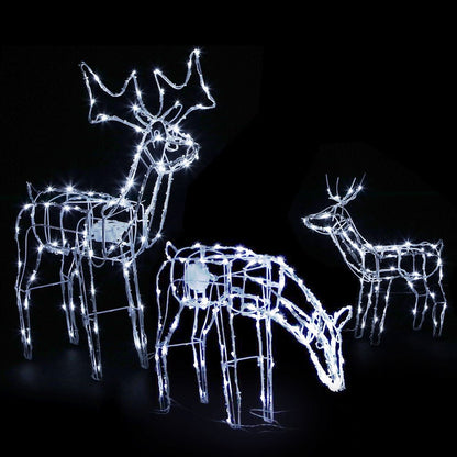 3 PCS Christmas Lights Reindeers 250 LED Decorations Jingle Jollys - casaculinary