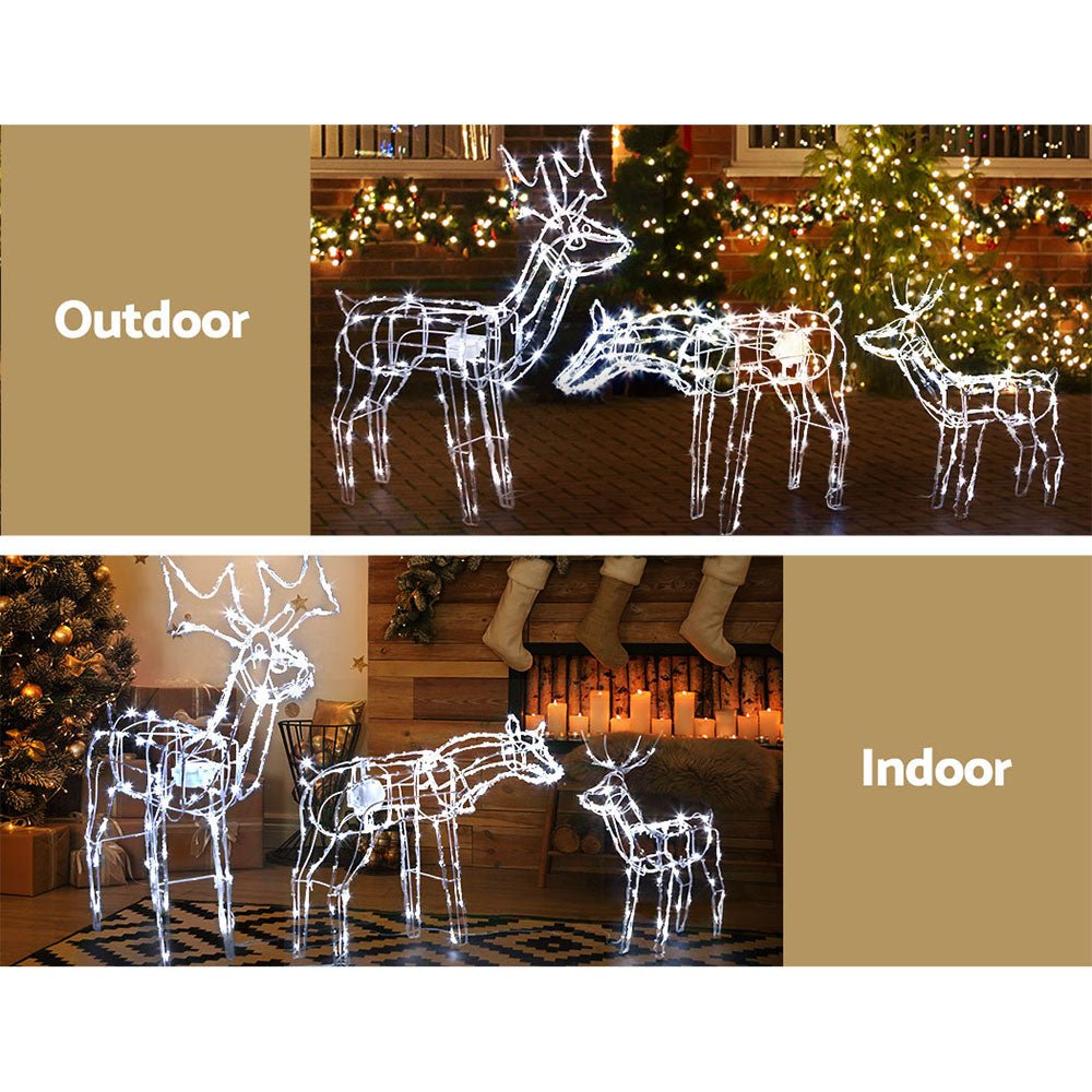 3 PCS Christmas Lights Reindeers 250 LED Decorations Jingle Jollys - casaculinary