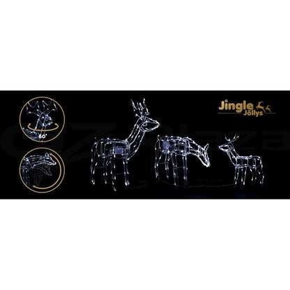 3 PCS Christmas Lights Reindeers 250 LED Decorations Jingle Jollys - casaculinary