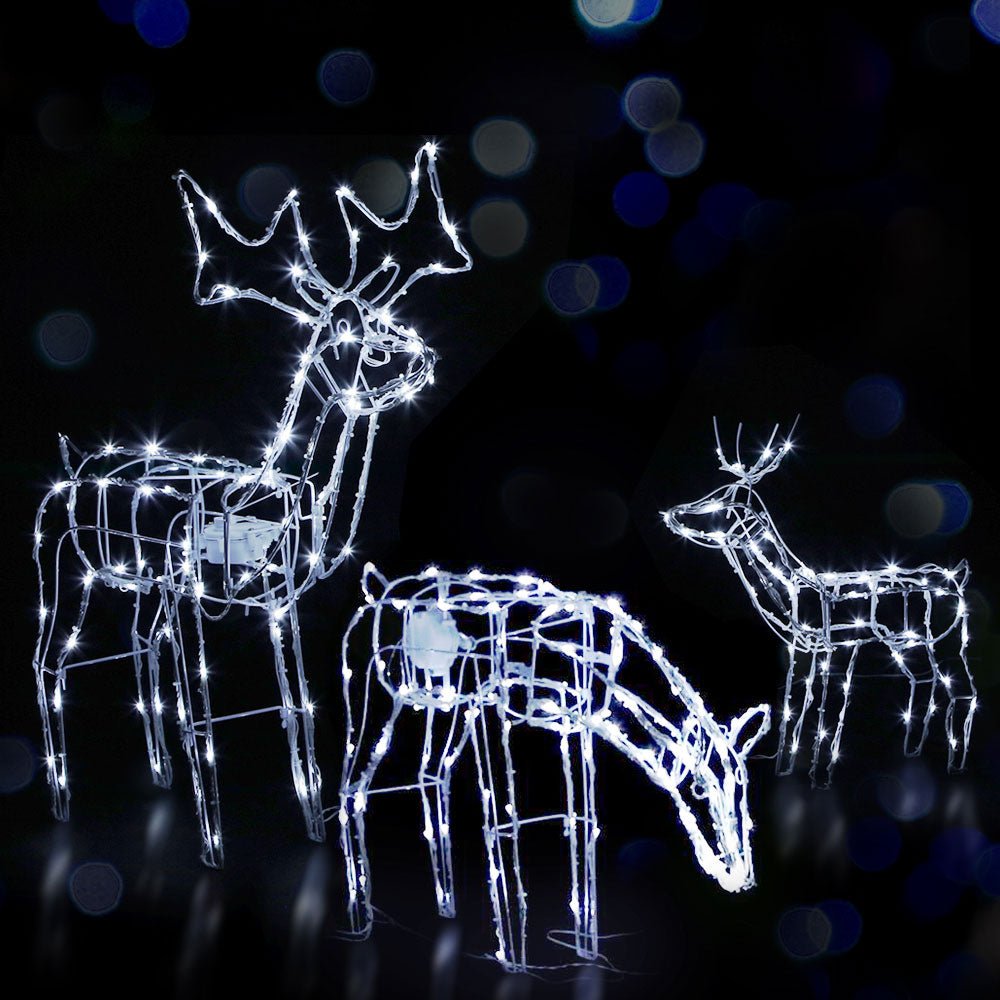 3 PCS Christmas Lights Reindeers 250 LED Decorations Jingle Jollys - casaculinary