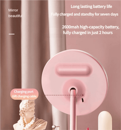 3PCS LED Makeup Mirror with Lights - Portable Tabletop Vanity Mirror, INS Style, Pink - casaculinary