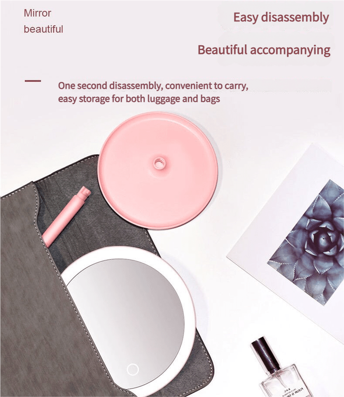 3PCS LED Makeup Mirror with Lights - Portable Tabletop Vanity Mirror, INS Style, Pink - casaculinary