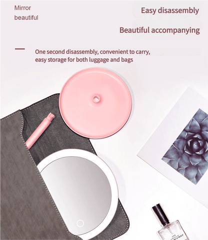 3PCS LED Makeup Mirror with Lights - Portable Tabletop Vanity Mirror, INS Style, Pink - casaculinary
