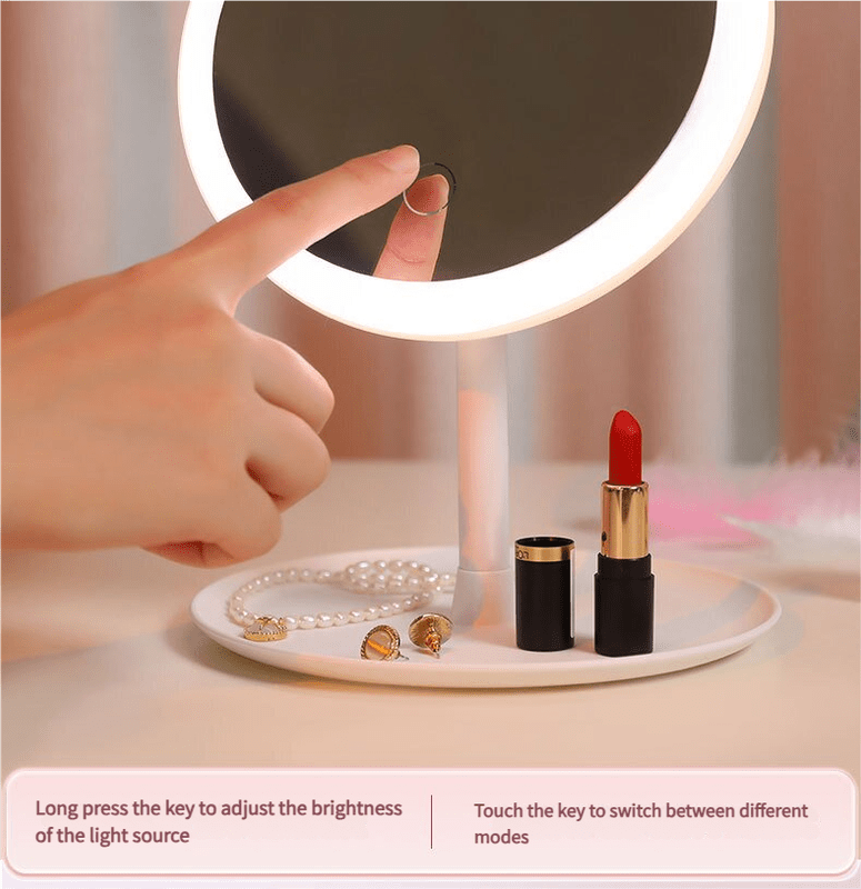 3PCS LED Makeup Mirror with Lights - Portable Tabletop Vanity Mirror, INS Style, Pink - casaculinary