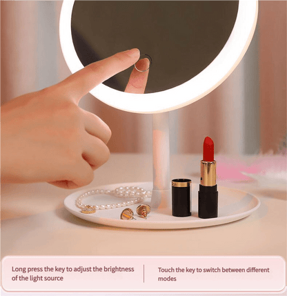 3PCS LED Makeup Mirror with Lights - Portable Tabletop Vanity Mirror, INS Style, Pink - casaculinary