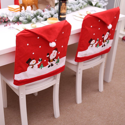 6 - 10x Christmas Santa Hat Chair Covers Table Cloth Dinner Home Décor Ornaments, 10PCS Chair Covers 