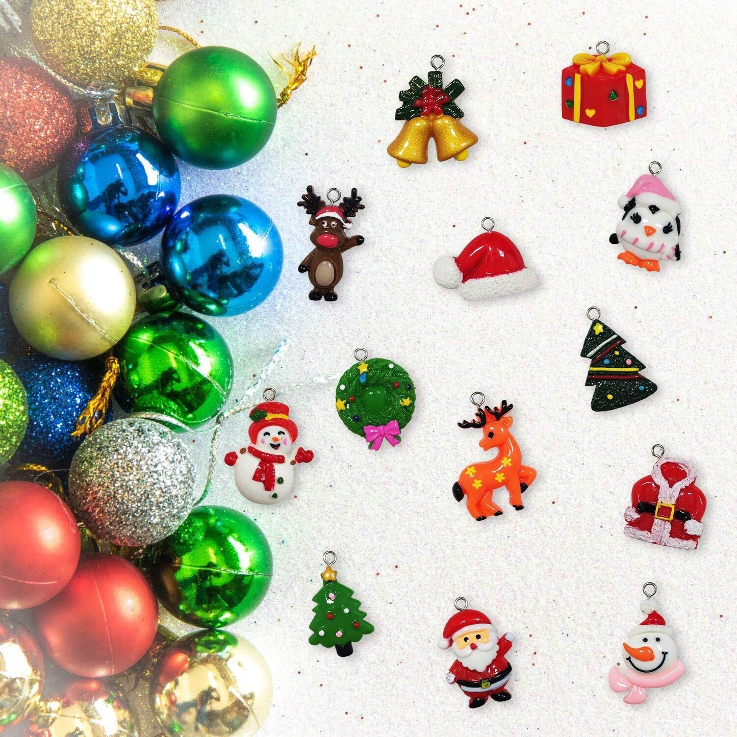 60pcs Mini Christmas Ornaments for Mini Tree Decorations Small Christmas Ornaments Resin Miniatures for Craft Christmas Decor - casaculinary