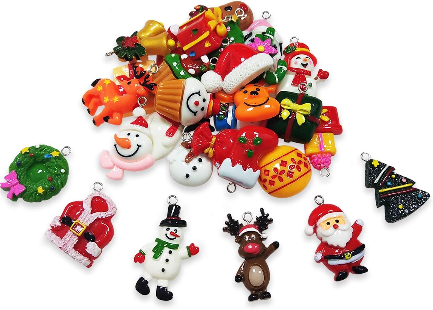 60pcs Mini Christmas Ornaments for Mini Tree Decorations Small Christmas Ornaments Resin Miniatures for Craft Christmas Decor - casaculinary