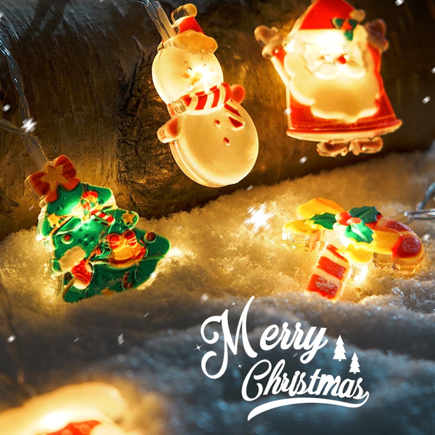 6M 40 - LED Christmas Fairy String Lights: Santa/Snowman/Wreath Battery - Powered Warm White Decor for Home/Party - casaculinary