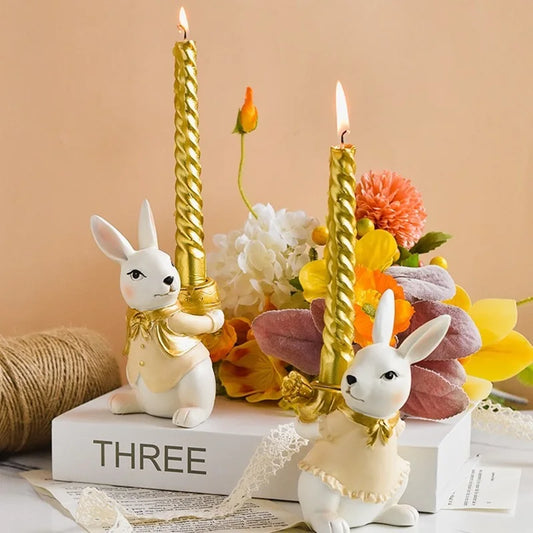 Easter Bunny Candlestick | Cute Resin Craft & Home Decor Gift