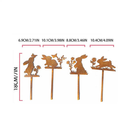 Iron Rabbit Garden Stakes Easter Silhouette Decor for Yard & Planters