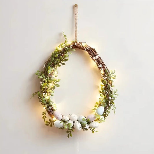 Easter Egg & Flower Wreath-Faux Spring Porch Decoration