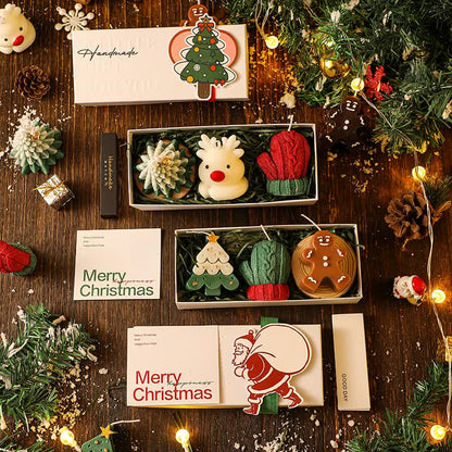 3PCS Christmas Scented Candle Gift Set - Elk, Tree, Gingerbread Man, Glove Shaped for Women, Xmas Home Decor, Party, Bedroom, Table Decorations
