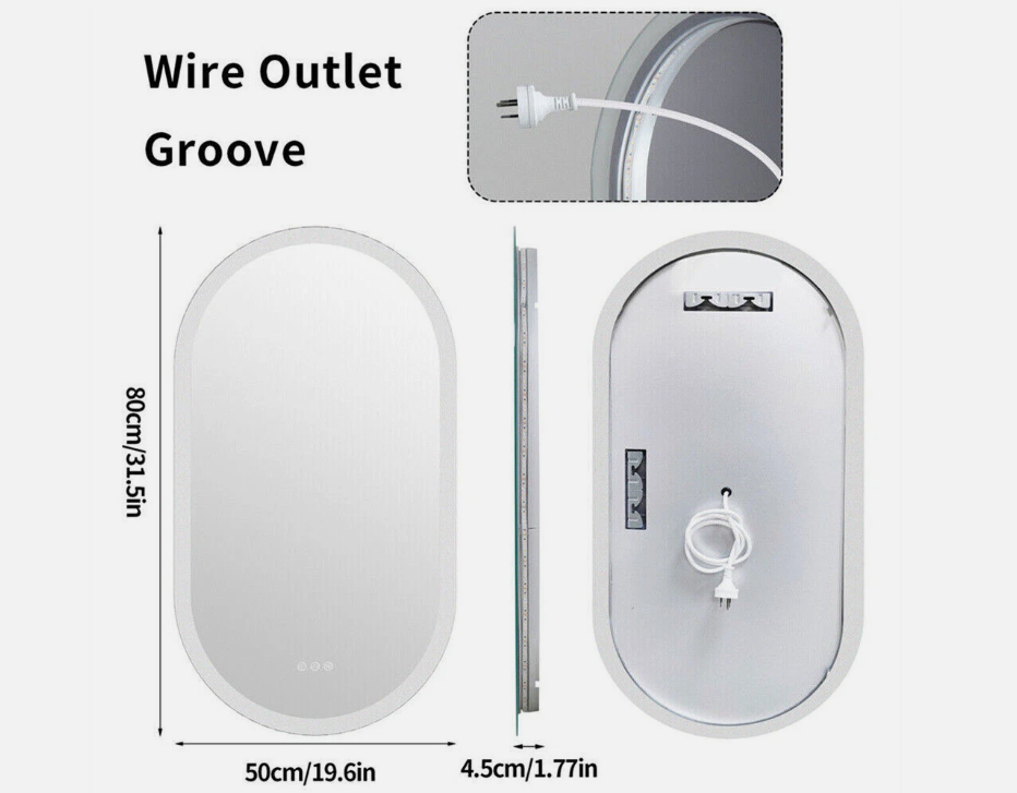 Interior Ave - 50 x 80cm Oval Frameless LED Bathroom Mirror