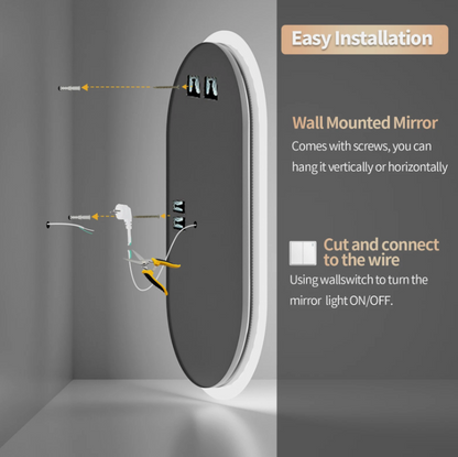 Interior Ave - 50 x 80cm Oval Frameless LED Bathroom Mirror