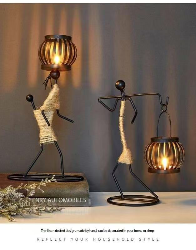 Creative Iron Girl Candle Holder for Nordic Restaurant Table Decorations and Bar Counter Accessories(Style G)