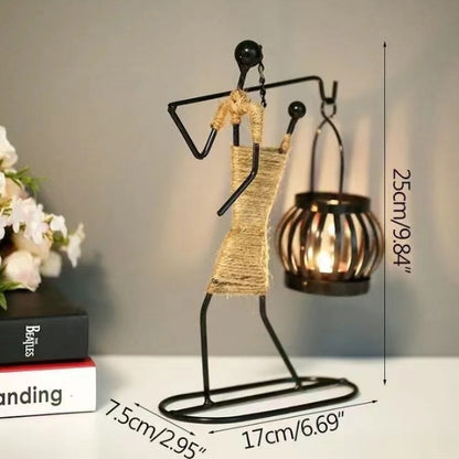 Creative Iron Girl Candle Holder for Nordic Restaurant Table Decorations and Bar Counter Accessories(Style C)
