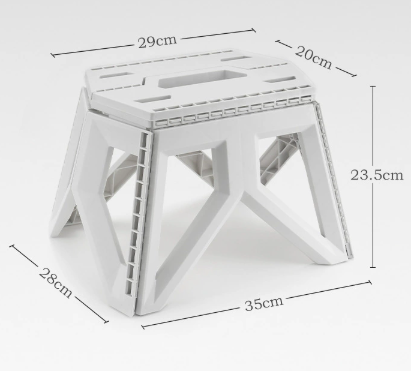 White Portable Folding Stool - Compact Lightweight Plastic Step Stool for Camping, Fishing, Kids, and Home Use