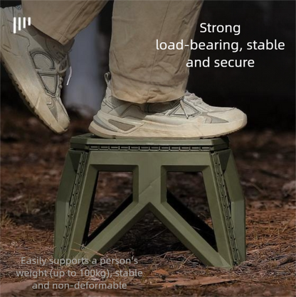 Khaki Portable Folding Stool - Compact Lightweight Plastic Step Stool for Camping, Fishing, Kids, and Home Use
