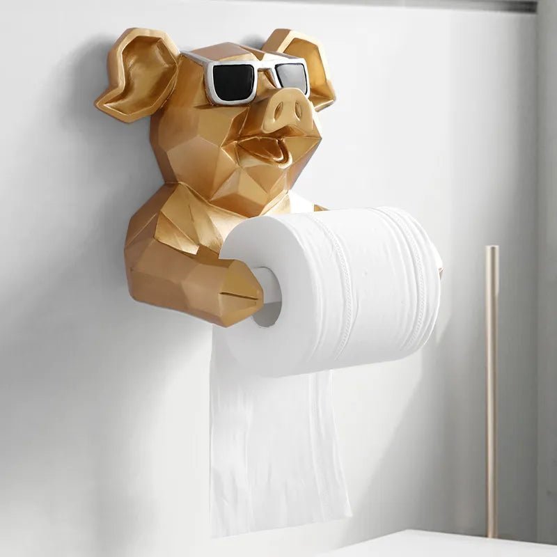 Animal Tissue Box Statue Figurine: Hanging Toilet Paper Holder for Washroom Wall and Home Decor 