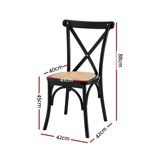 Artiss 2x Dining Chairs Rattan Wooden Kitchen Accent Chair Cafe Lounge Rubber Wood - casaculinary