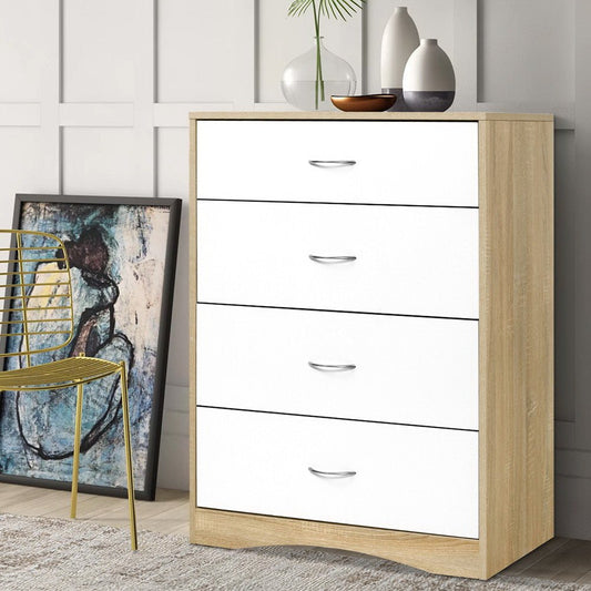 Artiss 4 Chest of Drawers - BURL - casaculinary