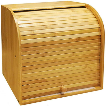 Bamboo Bread Storage Box - 2 Compartment Sections 