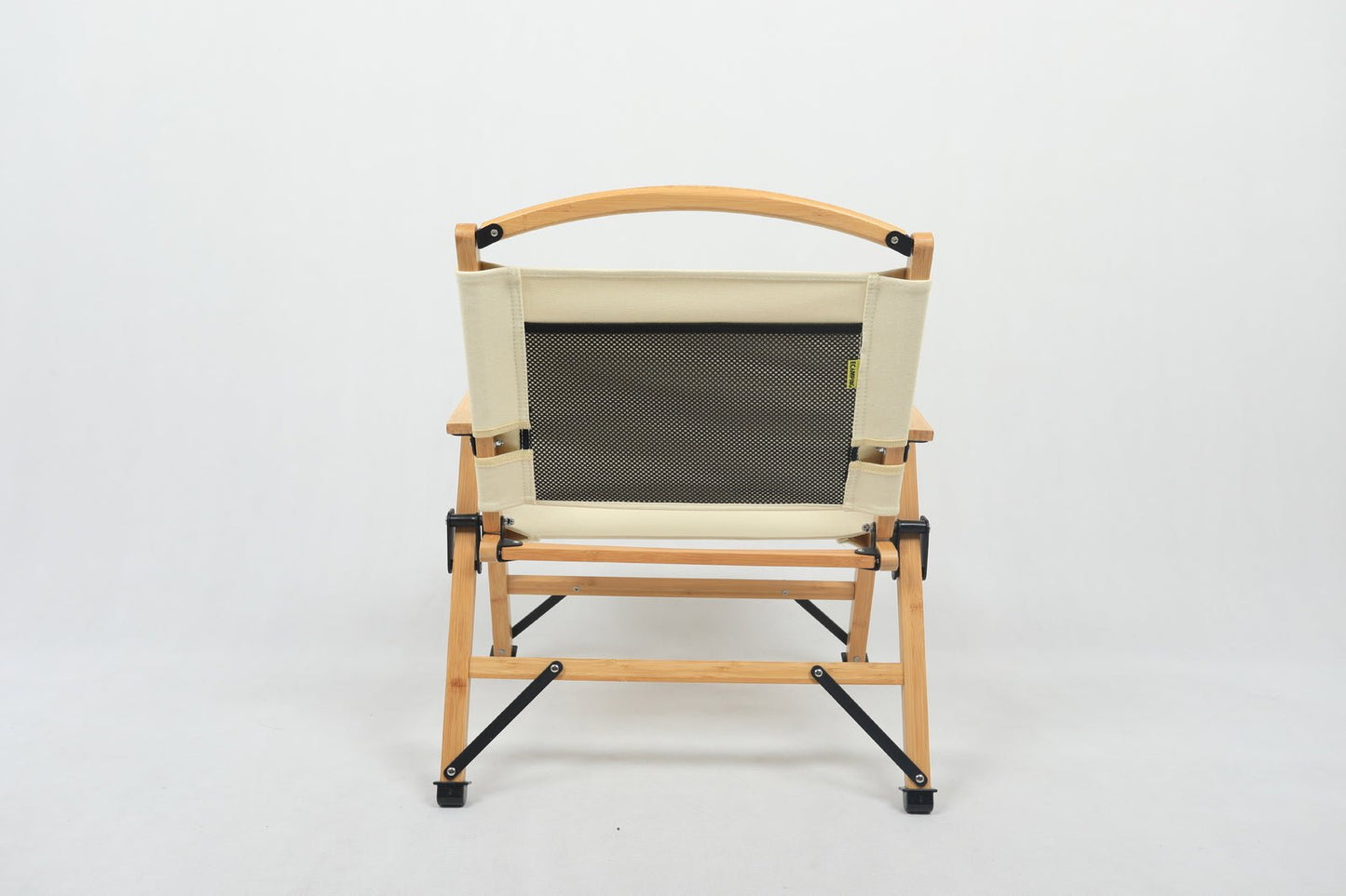 Bamboo Canvas Foldable Outdoor Camping Chair Wooden Travel Picnic Park - Khaki/Beige 